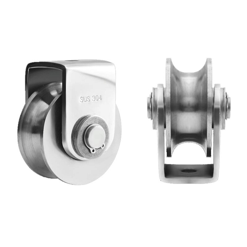 2 Stck Flaschenzug U 304 Edelstahl Rolle Rolle Duplex Lagerbier Stille Abnehmbare schwer Pflicht Rillen Rad beladen