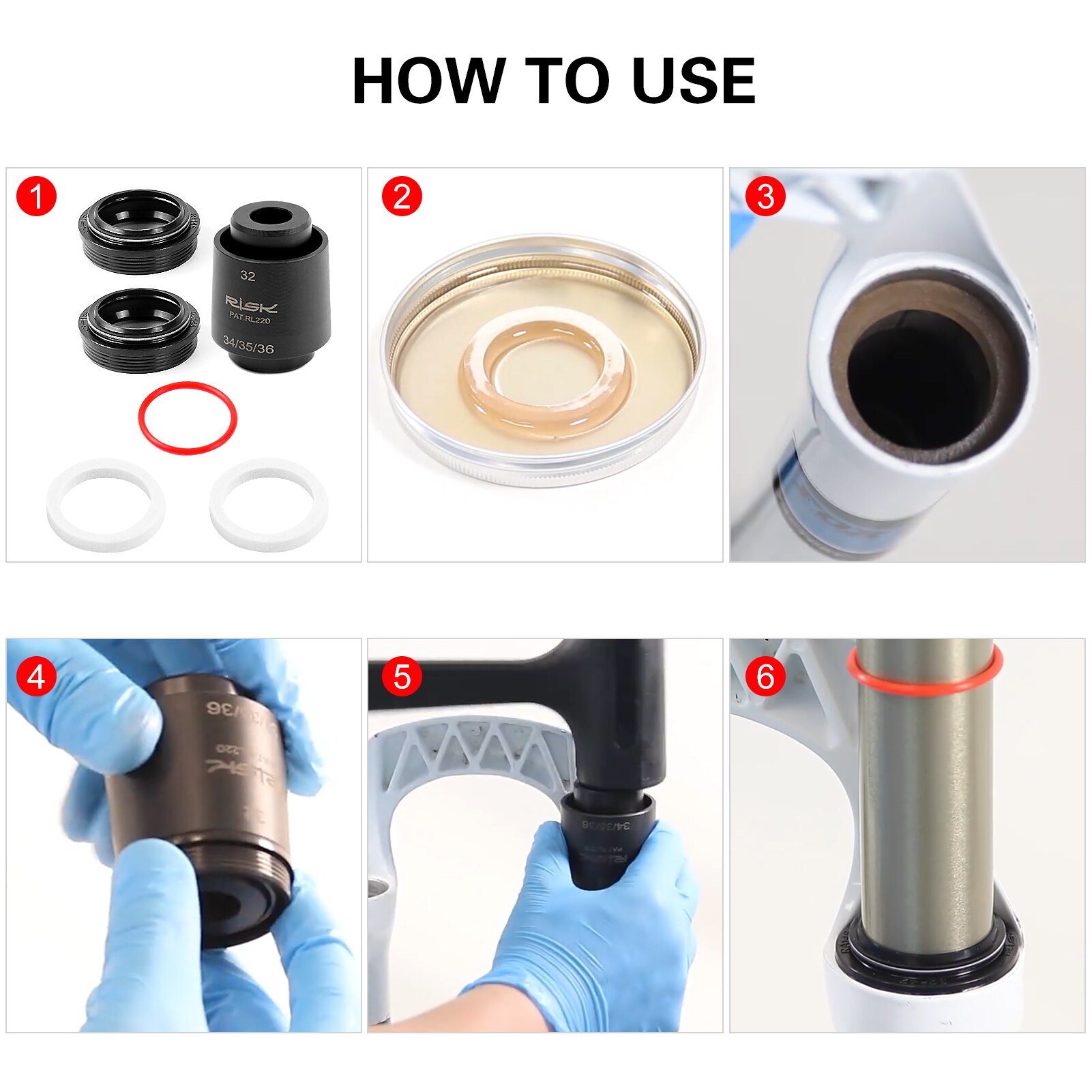 32mm Dust Wiper Kit with Installation Tool Bicycle Fork Dust Seal Foam Ring Kit 4 Set 1 Dust Sealing Tools
