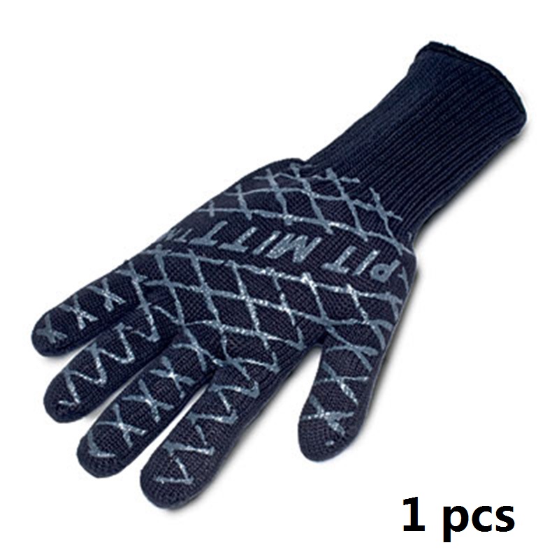 13'' Barbecue Pit Mitt Kitchen Gloves Ultimate Oven Glove Silicone Extreme Heat Resistant Cooking Oven Mitts BBQ Accessories: 1 pcs