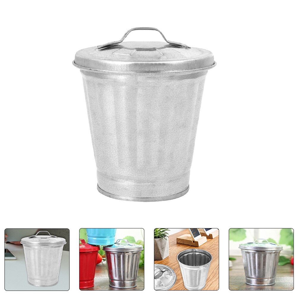 1pc Desktop Mini Garbage Recycling Container Waste Storage Bin Storage Pot
