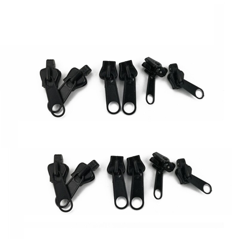 12/6Pcs 3 Sizes Universal Instant Fix Zipper Repair Kit Replacement Zip Slider Teeth Rescue Zippers Sewing Clothes: Black-12pcs-opp