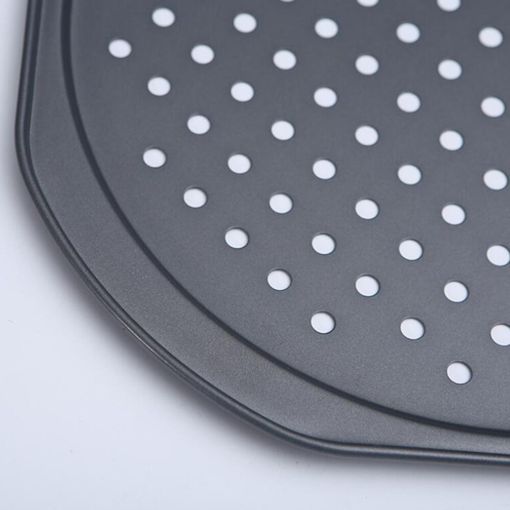 Non-stick pizza stekepanne med hull husholdnings bakeform kake panne bakeware stekeplate for pizza kake (svart)