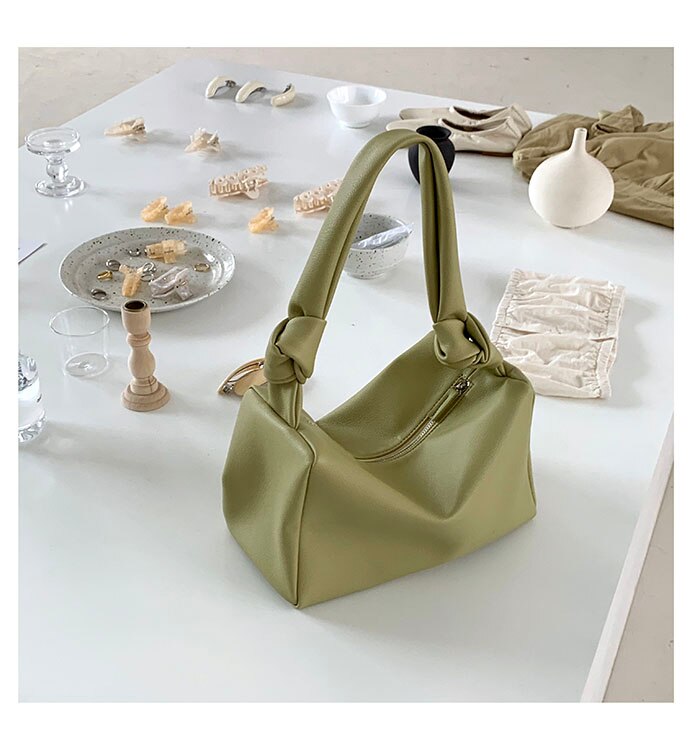 PU Leather Shoulder bags For Women Summer Female Handbags Armpit bag Shopping bags ladies totes green