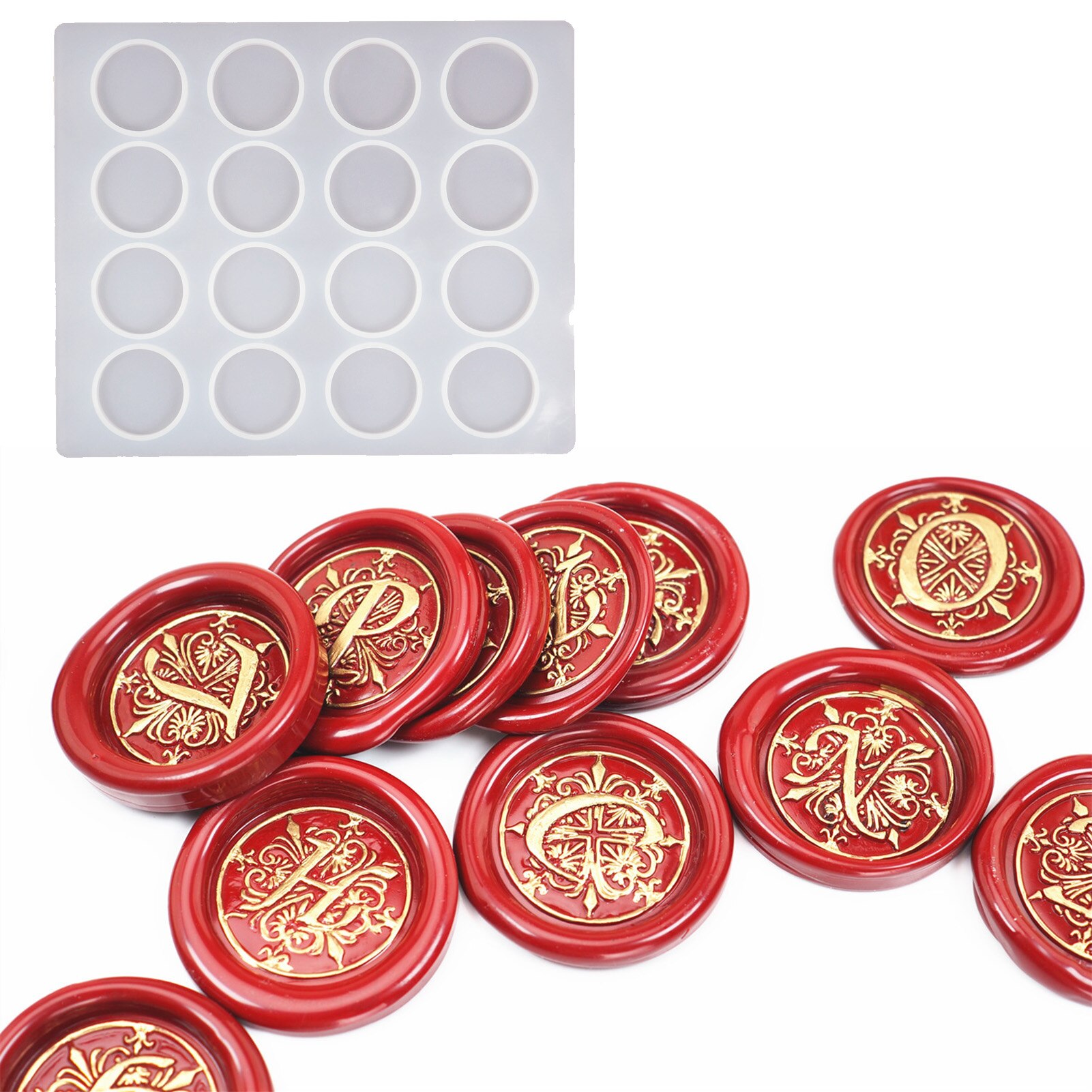 Tapis en Silicone pour sceau de cire, tampon de cire facile à nettoyer, moule de scellage de cire à 16 cavités pour le bricolage