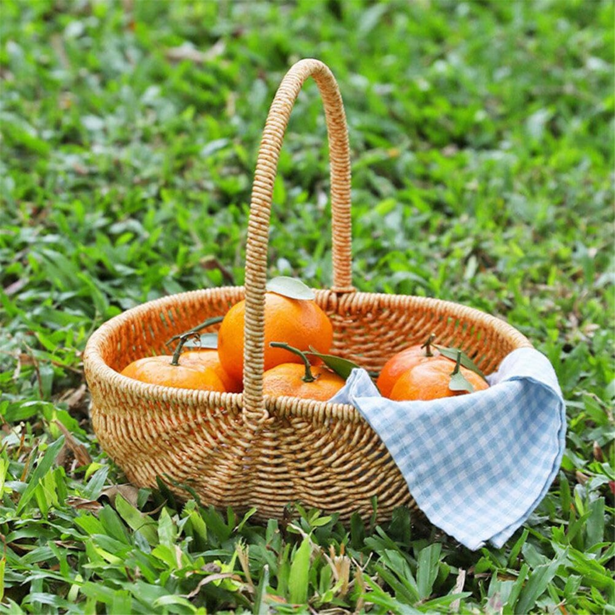 Rieten Mand met Handvat - Bruiloft Bloemenmeisje Mand - Picknick, Fruit, Groente Opslag