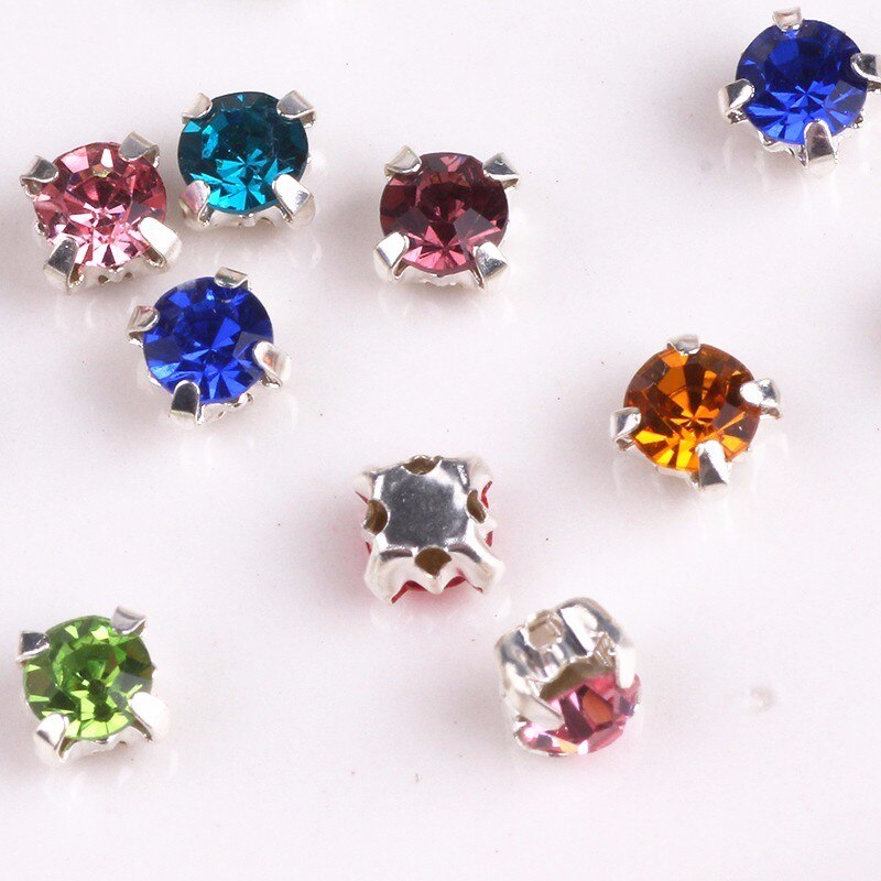Pulaqi 4mm 100 stks Glas Steentjes Naaien Diamant Vorm Voor Kleding Naald Sticker Op Applique Naaien Voor Kleding bruiloft Decor F: picture color 5