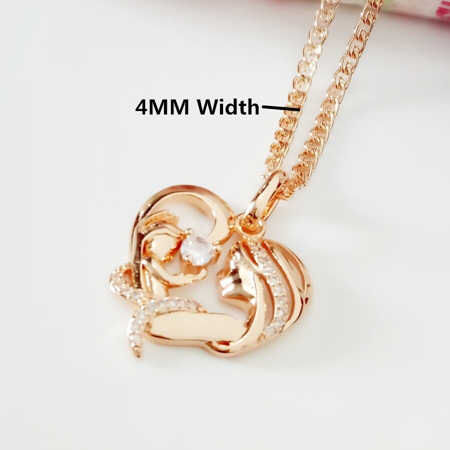Vrouwen hanger moeder en zoon hanger vrouwen sieraden 585 gouden kleur hanger hartvormige ketting hangers