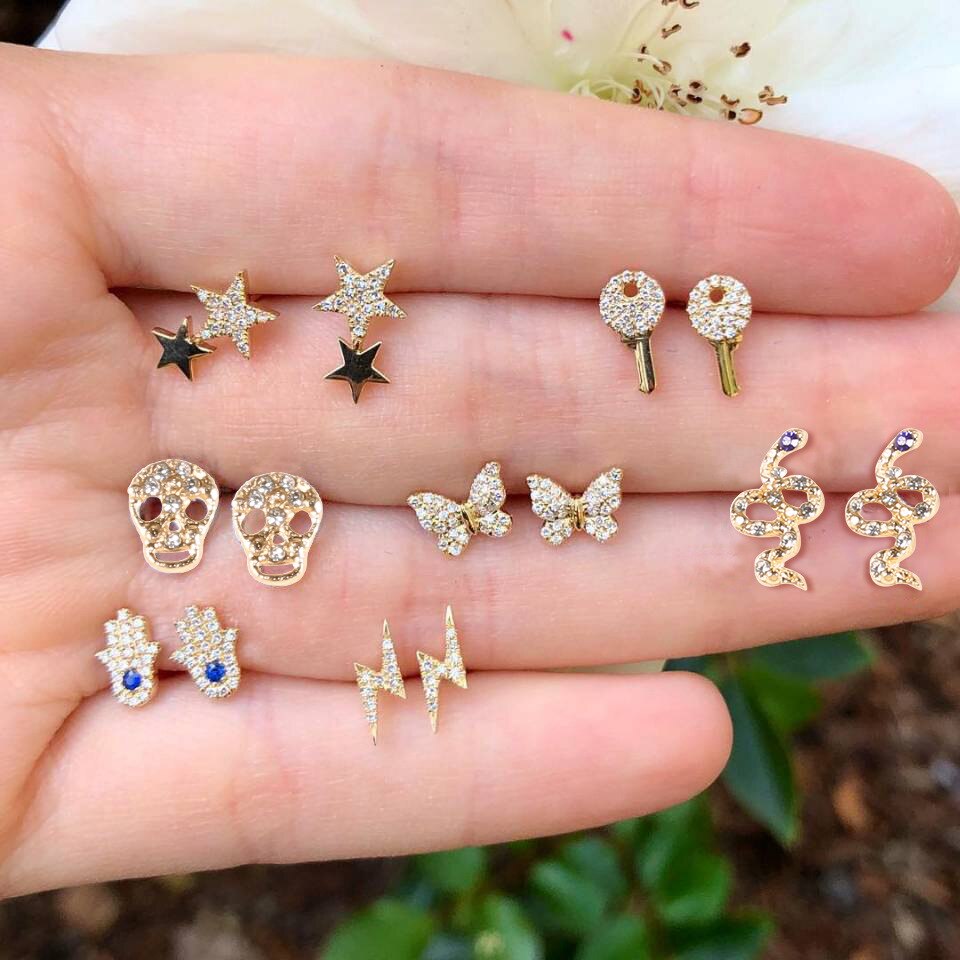 Böhmen Geometrische Kleine Stud Ohrringe Set Für Frauen Shell Blume Stern Hand Charme Ohrringe Mädchen Trendy Schmuck: EA063-15