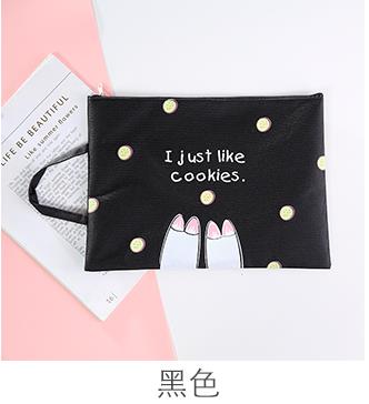 Coloffice-Bolso pequeño para estudiantes, pequeño producto coreano de llenado fresco, Tutorial, sencillo, portátil, con cremallera, bolsa de libros, bolsa de almacenamiento de archivos A4, 1 ud.: black