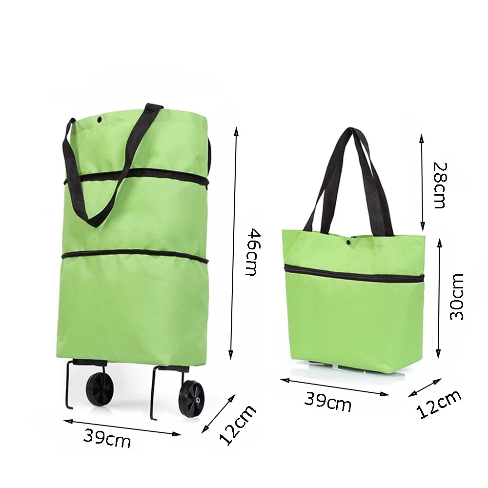 Foldable Shopping Pull Cart Trolley With Wheels Shopping Bags Reusable Grocery Food Vegetables Eco Large Waterproof Storage Bag