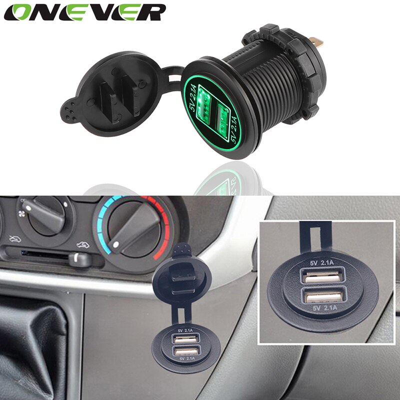 Onever 12-24 V USB Lader voor Motorfiets Auto Truck ATV Boot LED Auto 4.2A Dual USB Socket Oplader Adapter Outlet Power