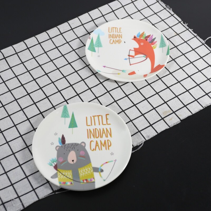 Cartoon Dinner Plates Child Breakfast Plate Fruit Dessert Plate Steak Salad Snack Cake Plates Tableware Cuisine BBQ Kitchen