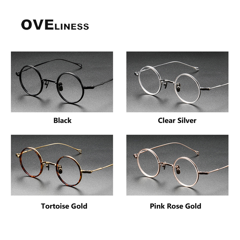Montura de gafas de titanio puro para hombre, monturas de gafas graduadas ópticas redondas Vintage para miopía, gafas Retro Titan para mujer 2025