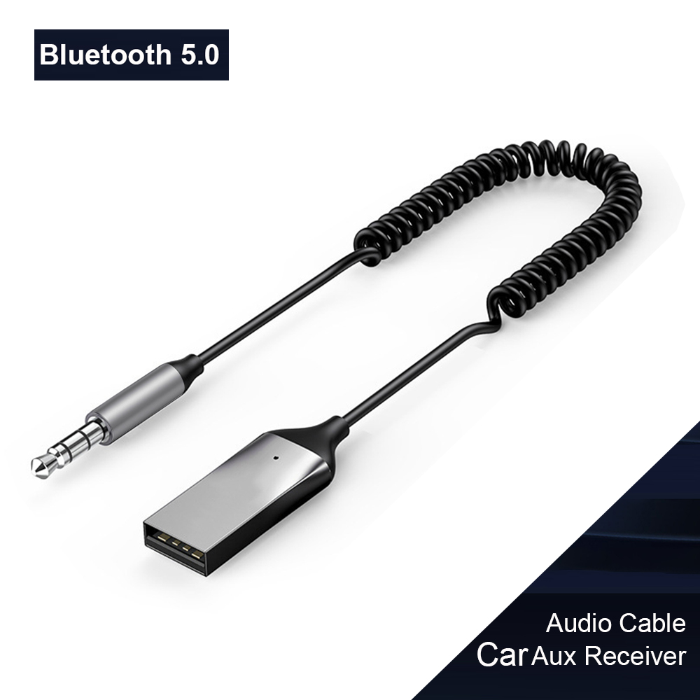 Bluetooth aux-adapter usb  to 3.5mm -kontakt bilstereo musikkmikrofon bluetooth 5.0 håndfrisett for bil bluetooth-sender