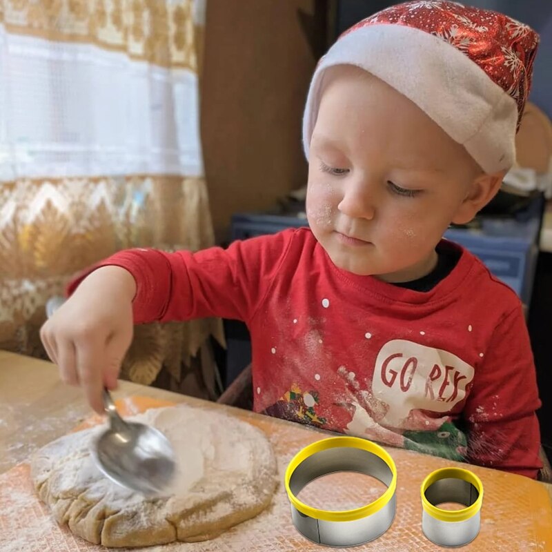 12 Pack Round Cookie Cutter Set Mousse Rings Biscuit Moulds Cookie Molds Biscuit Cutters Stainless Steel Material Gadget