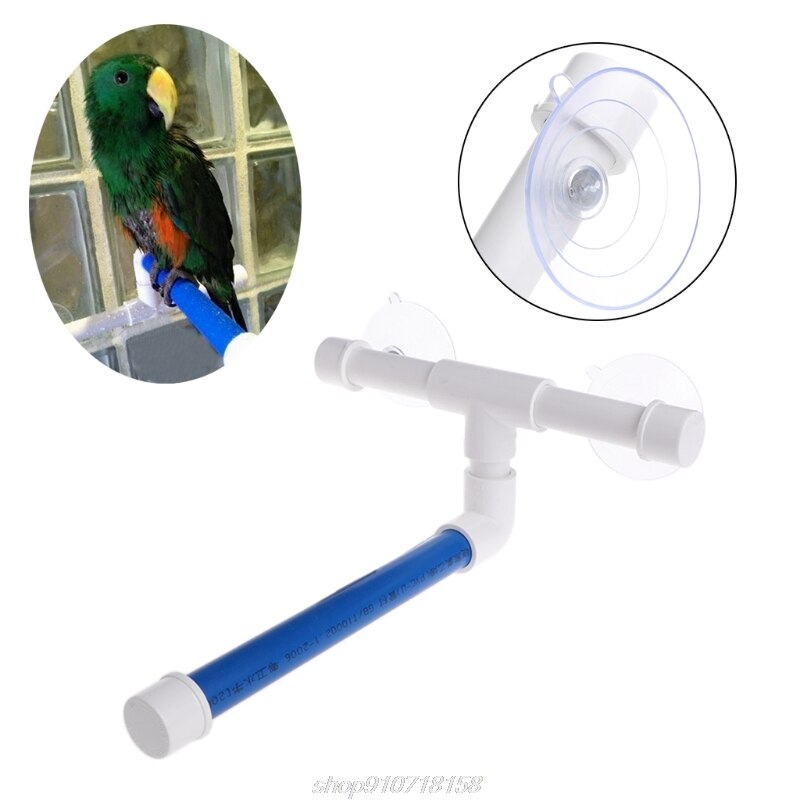 Pet Parrot Bath Shower Perches Standing Platform Rack Suction Wall Cup Bird Toys A19 21
