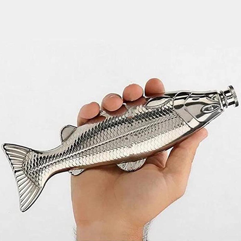 Fish-Shape Hip Flask 5Oz Bottle Mini Pocket Flask Stainless Steel Party Drinkware for Outdoor