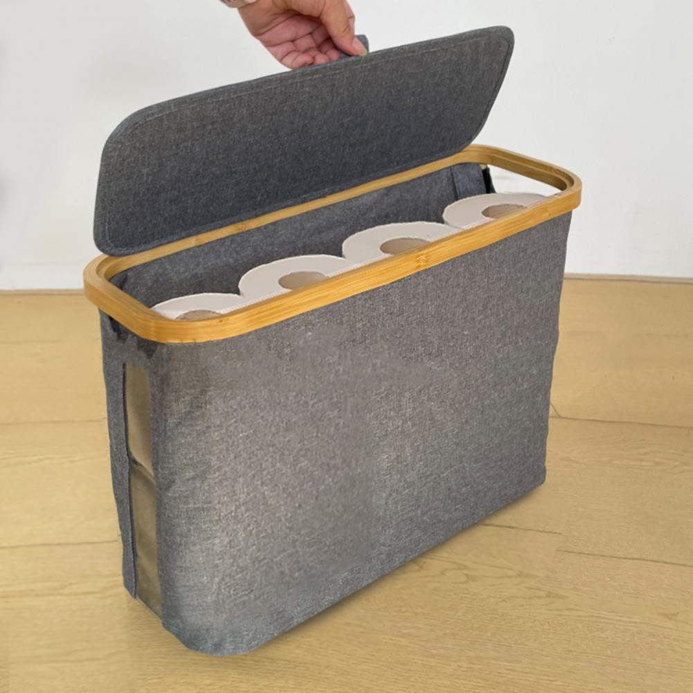 Large Capacity Toilet Paper Storage Basket Organizer With Lid Bathroom Toilet Paper Storage Organizer （hold 9 Rolls Of Paper）