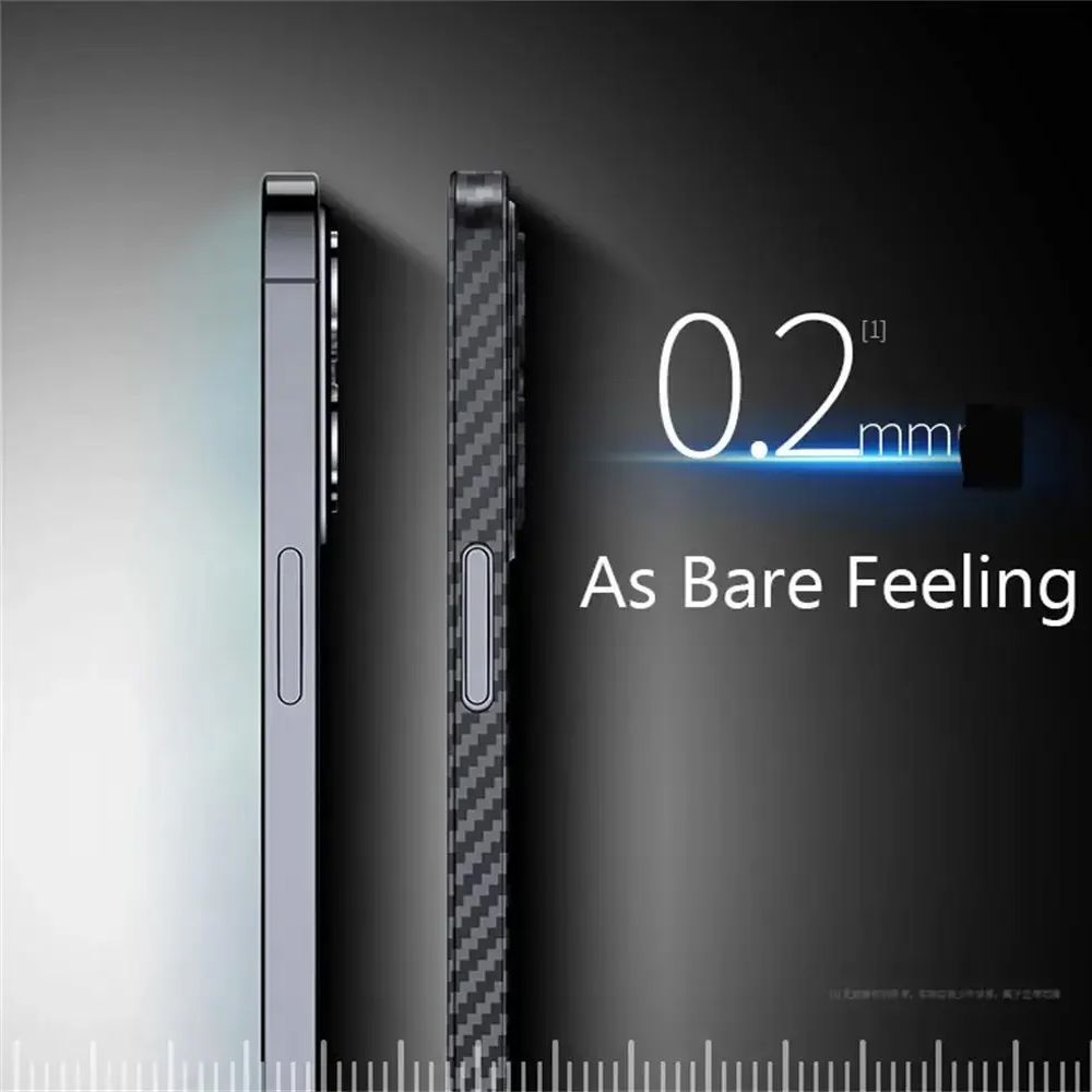 Funda mate de fibra de carbono ultrafina de lujo para iPhone 15 14 13 12 Mini 11 Pro Max 14Pro XS XR X 6 7 8 Plus SE 0,2 MM PP contraportada