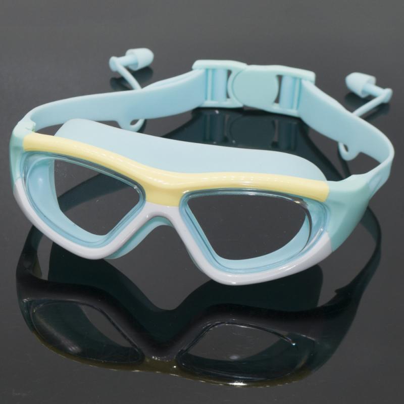 Professionele Zwembril Kinderen Zwemmen Bril W/Oordopjes Anti-Fog Uv Siliconen Waterdicht Zwemmen Brillen Kinderen: 3