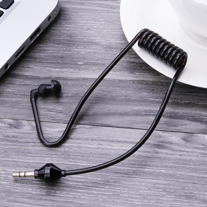 4 generasjon mono 3.5mm i øret anti-stråling øretelefoner luftrør stereo øretelefon fleksibelt mono hodesett svart