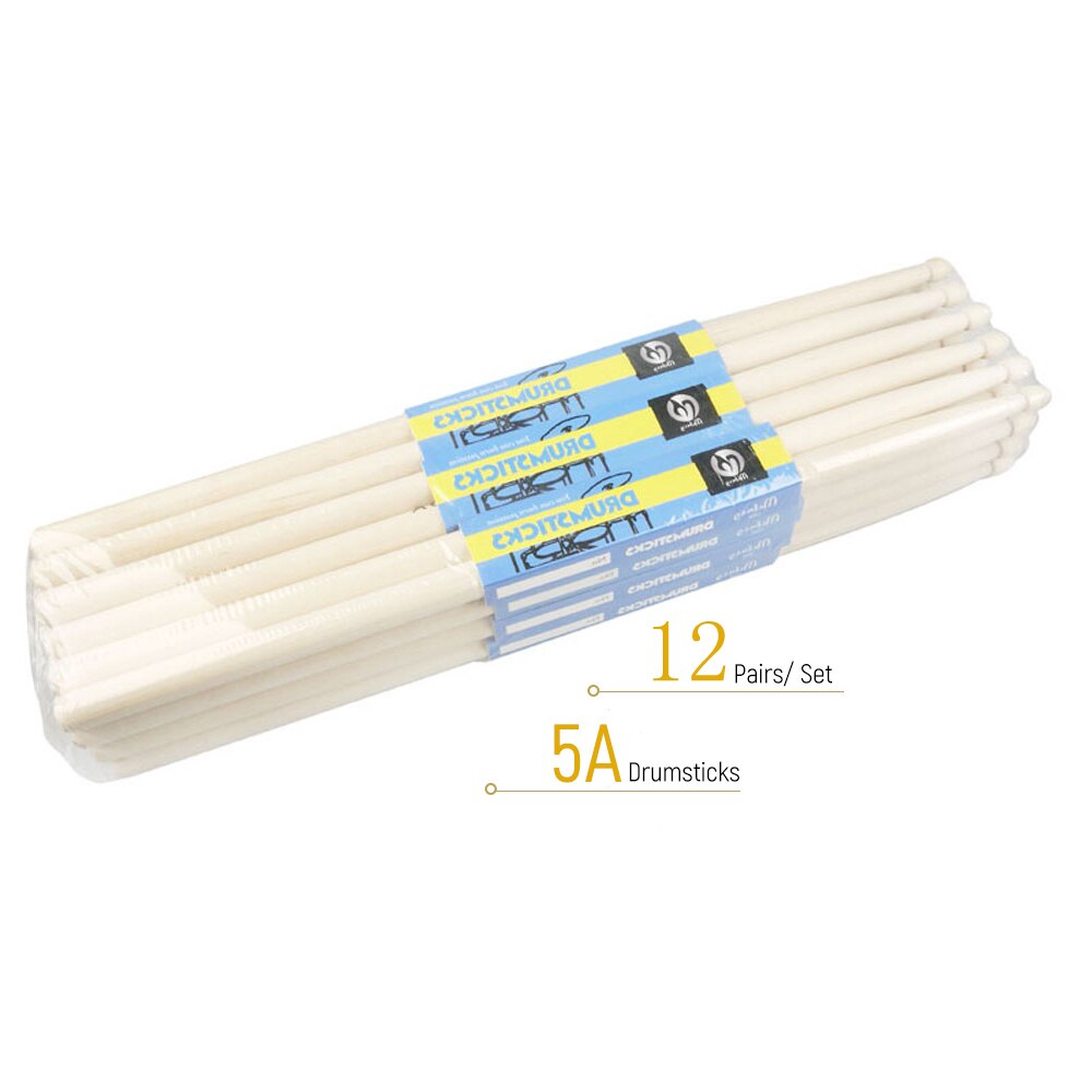 Drum Sticks 5A White Birch Wood Maple Wooden Drumsticks Electronic Drum Rack Drum Sticks for Percussion Instruments Accessories: 12 pair