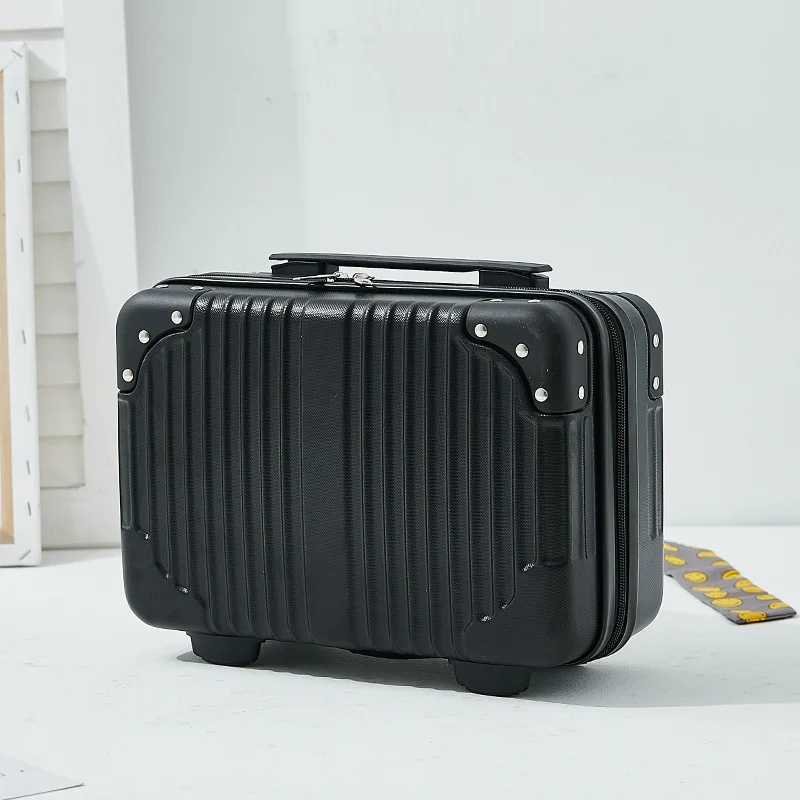 Mini Luggage 14 Inch Small Lightweight Makeup Travel Suitcase for Students Portable Durable Handheld Carry-On Bag: Yellow