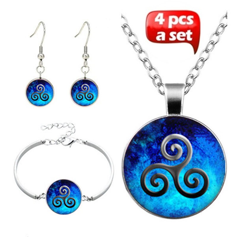 4 stk/sæt håndlavet glas vedhæng teen ulv teenager ulv symbol blå triskele triskelion allison argent halskæder armbånd øreringe: Default Title