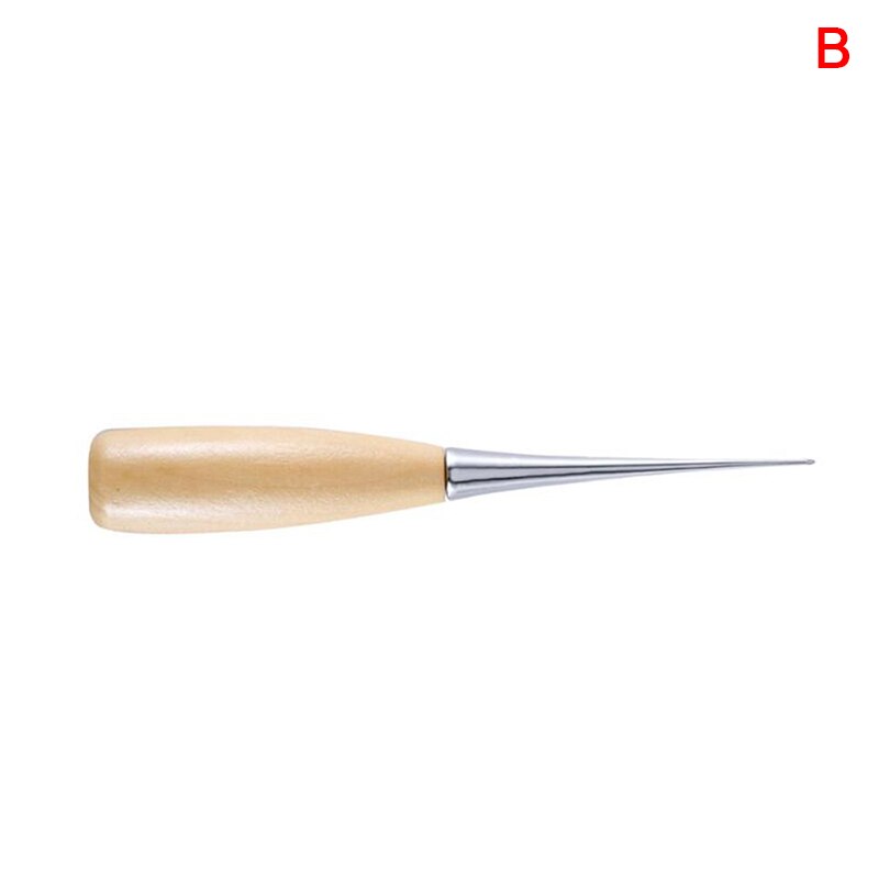 Hole Punches Cloth Awl Sewing Tool Hole Punching Leather Wood Handle Steel awl Craft Stitching Leather: B