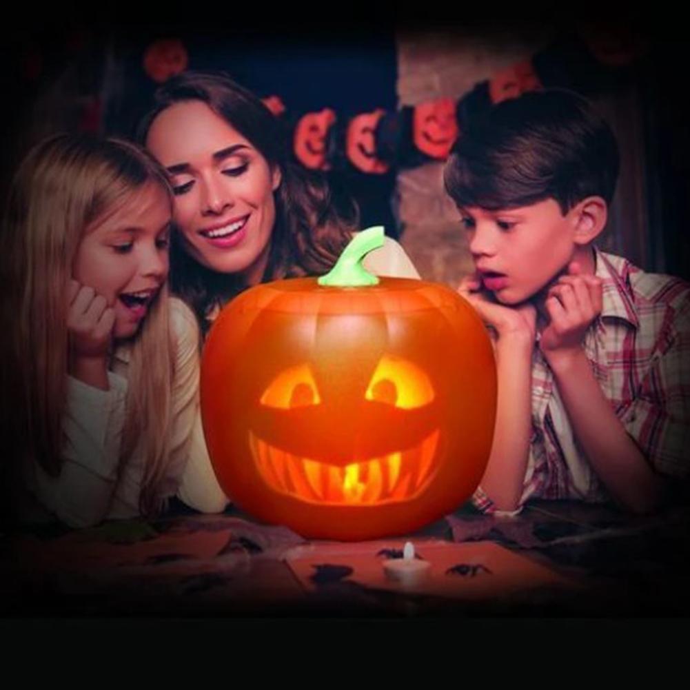 Spot Halloween Flash Talking Animated LED Pumpkin Projection Lamp with Built-In Projector & Speaker 3-In-1 for Home Party