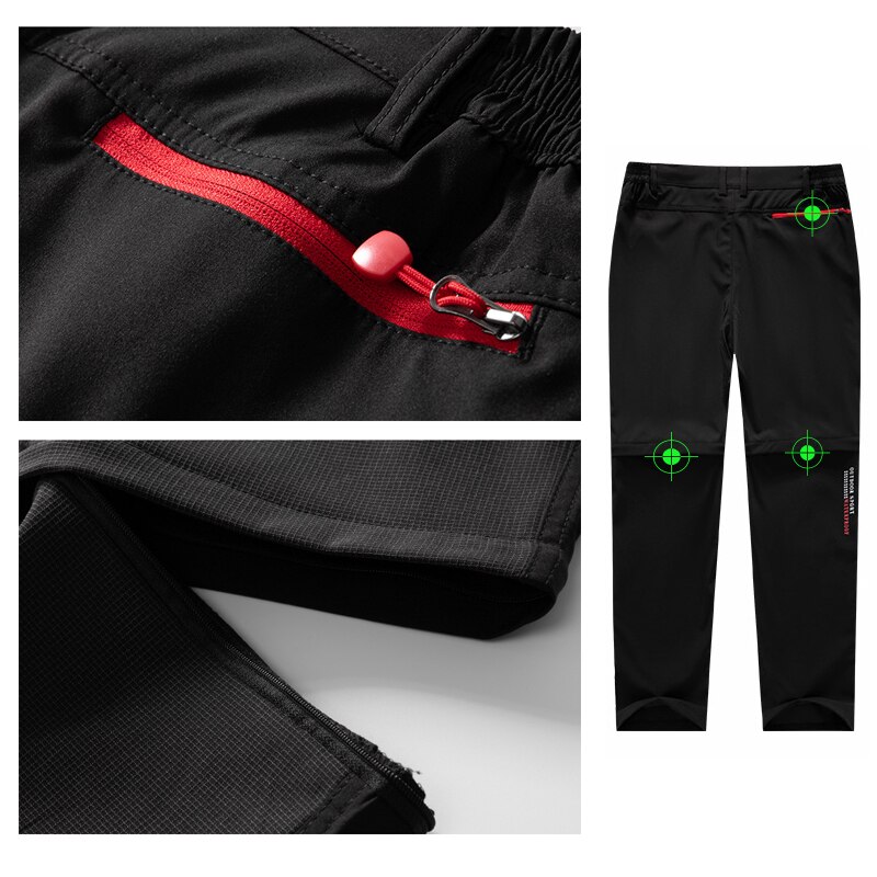 TRVLWEGO Outdoor Men Women Detachable Hiking Pants Quick Dry Breathable Summer Camping Trekking Fish Waterproof Sport Trousers
