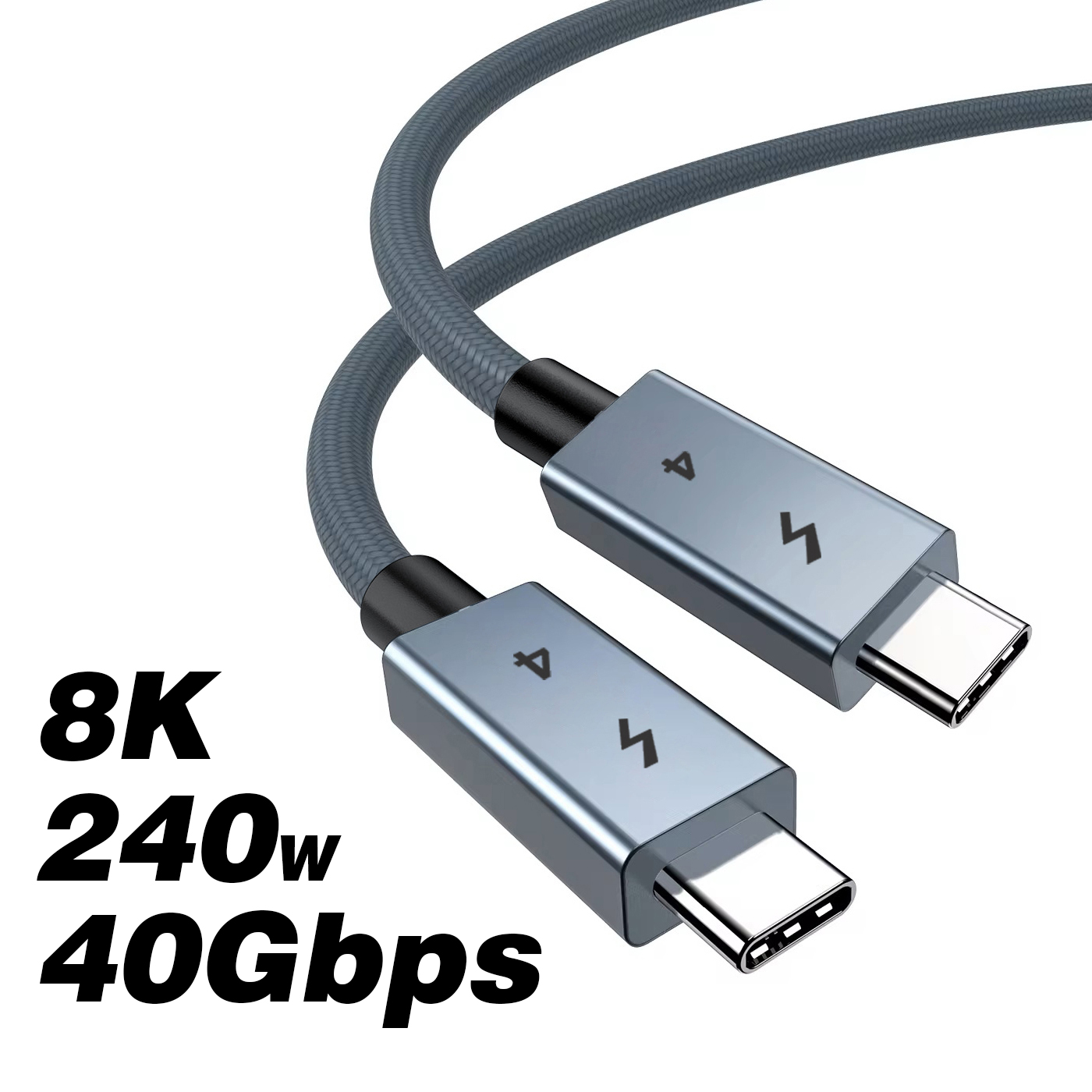 UGOURD Thunderbolt 4 tipo C 40Gbps USB4 Cable USB C a USB C 240W Cable de carga rápida Thunderbolt3 para egpu SSD iPad MacBook Air: 0,5-1 m