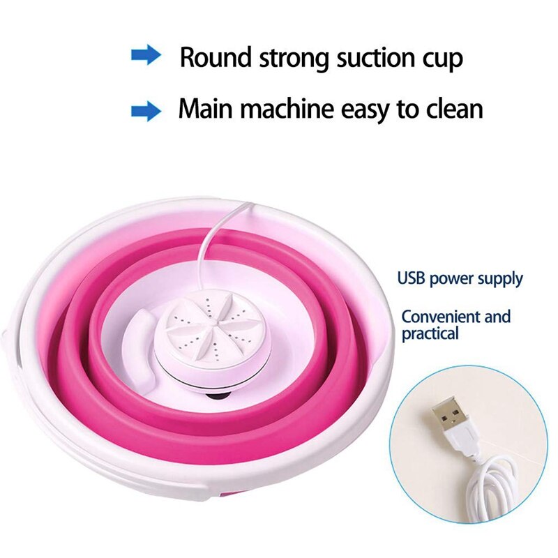 Folde vaskerum kar bærbar usb mini vaskemaskine, automatisk tøj vask spand til hjemmecamping 5v