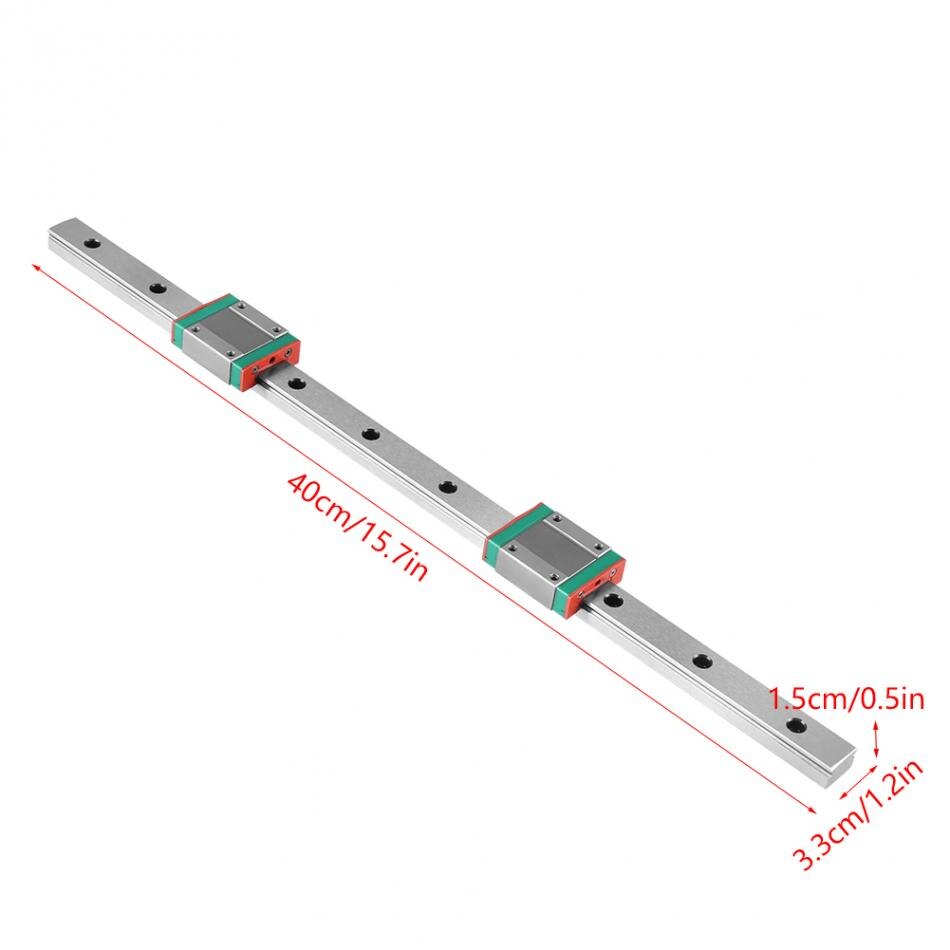 400mm/15.7inch Steel Linear Sliding Rail Miniature Guide Rail with 2 Block