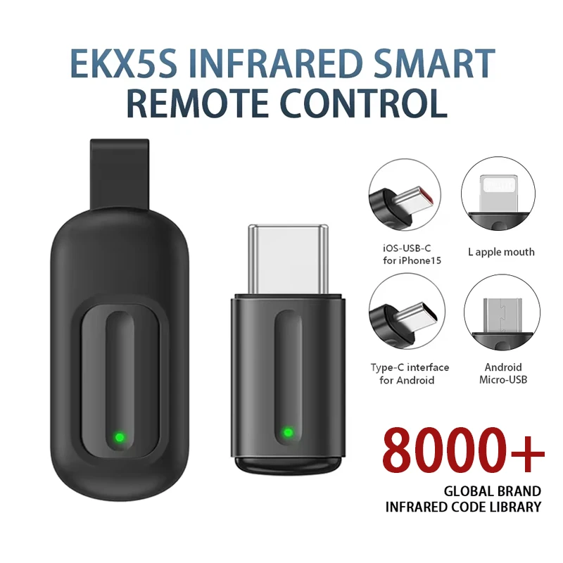 EKX5S 5th Generation Capsule Smart Universal Remote Control 3-in-1 Mobile Phone Infrared Transmitter Suitable for Android iOS