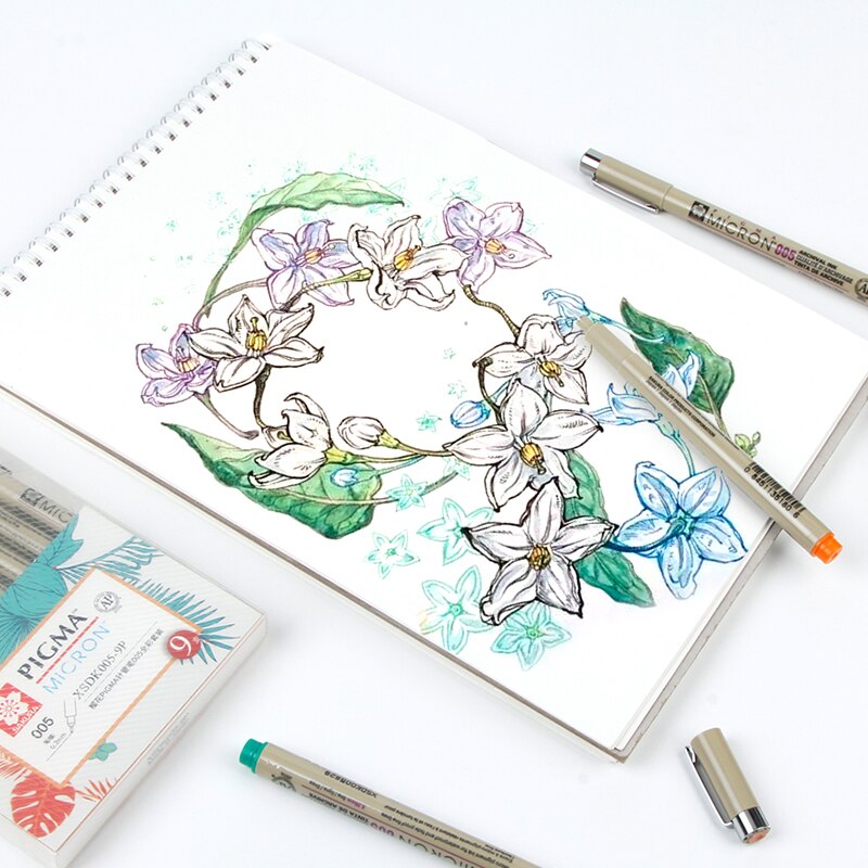 SAKURA-Juego de rotuladores impermeables con aguja, marcadores gráficos de línea de gancho, delineador de Manga y Micron, suministros de arte