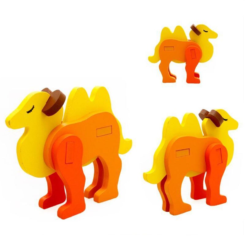 3D Three-dimensional Wooden Animal Jigsaw Puzzle Toys For Children DIY Baby Kids Handmade Wooden Toys Animals Puzzles: Camel