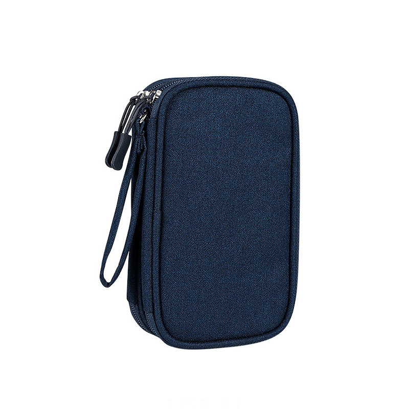 Mobiele Mobiele Telefoon Power Bank Tas Telefoon Accessoires Kabel Digitale Gadget U Disk Opbergtas Multifunctionele Organizer Dual lagen: Dark Blue