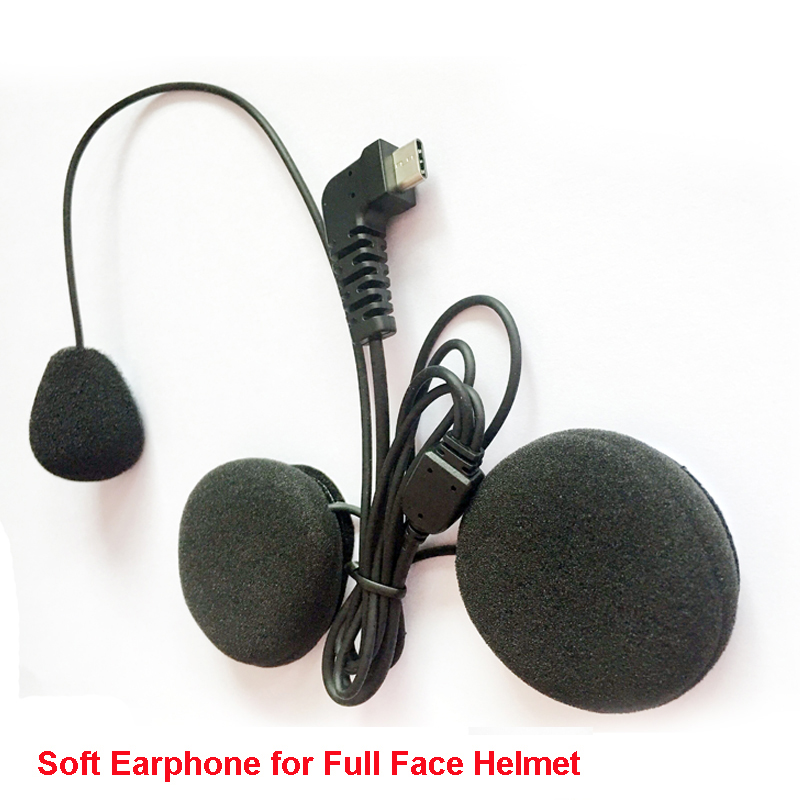 Micrófono de BT-S2 con altavoz tipo C para motocicleta, intercomunicador Bluetooth, auriculares, interfono para casco de cara completa abierta, USB, BT-S3