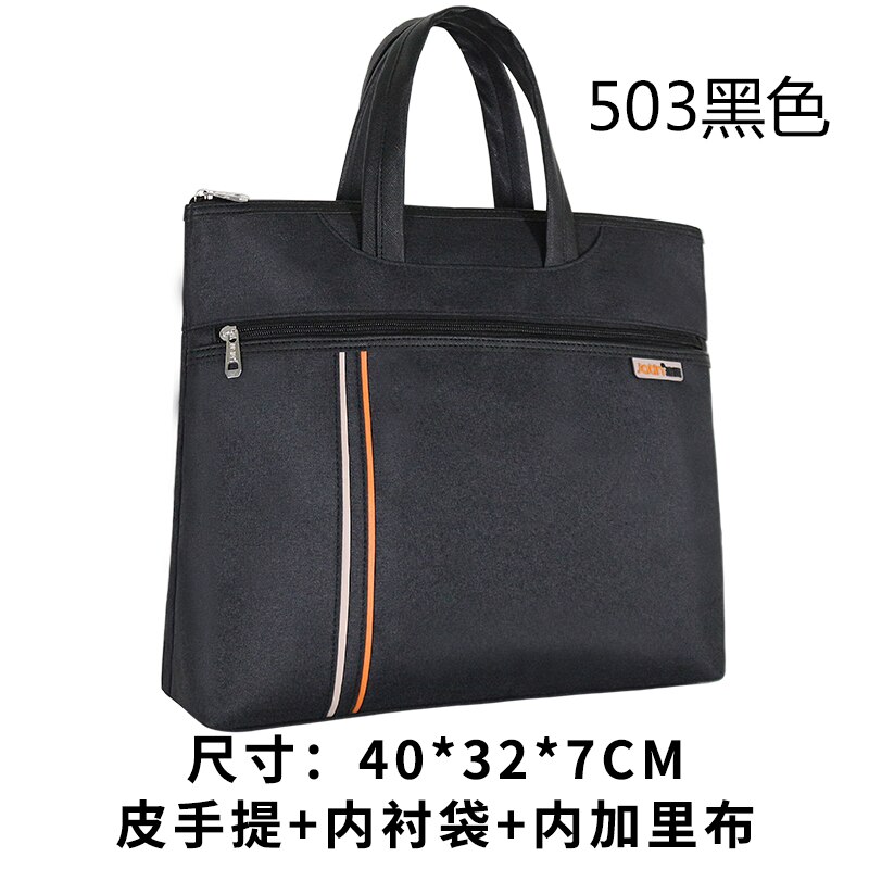 Brief case Men Casual Business Bag A4 Male Workbag Brief Bag Hand Belt Canvas Bag: 503 BLACK