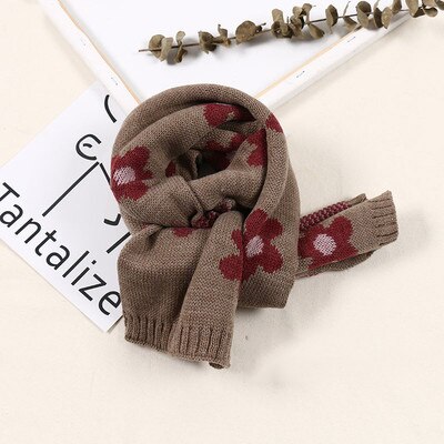 Foulard doux tricoté pour bébé fille, écharpe à fleurs, couleur bonbon, châle plus , Style coréen, collection automne et hiver: Brown