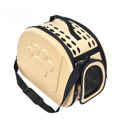 Hundekat bærer bur moderigtigt åndbart foldbart kæledyrs bæretaske: Gylden / S