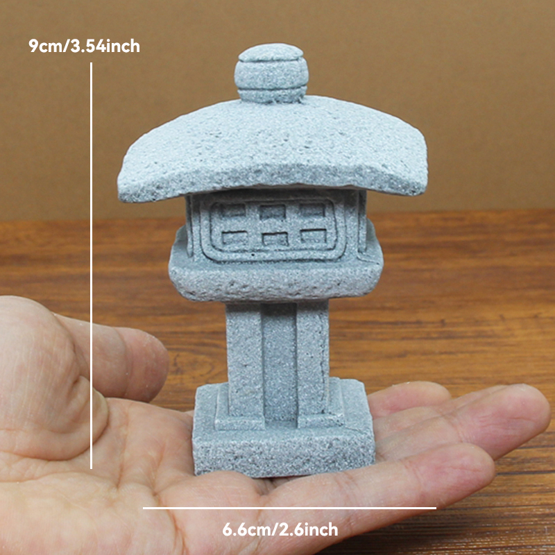 Torre de piedra de arena en miniatura Zen Vintage, adornos de pabellón, figuras de farol, bonsái de jardín japonés, decoración del hogar: Chocolate