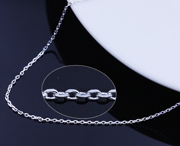 Pure 925 Sterling Silver Pendant Necklace For Women Square Zircon Rhinestone Necklace Valentine's Day For Girl: O Chain / Blue