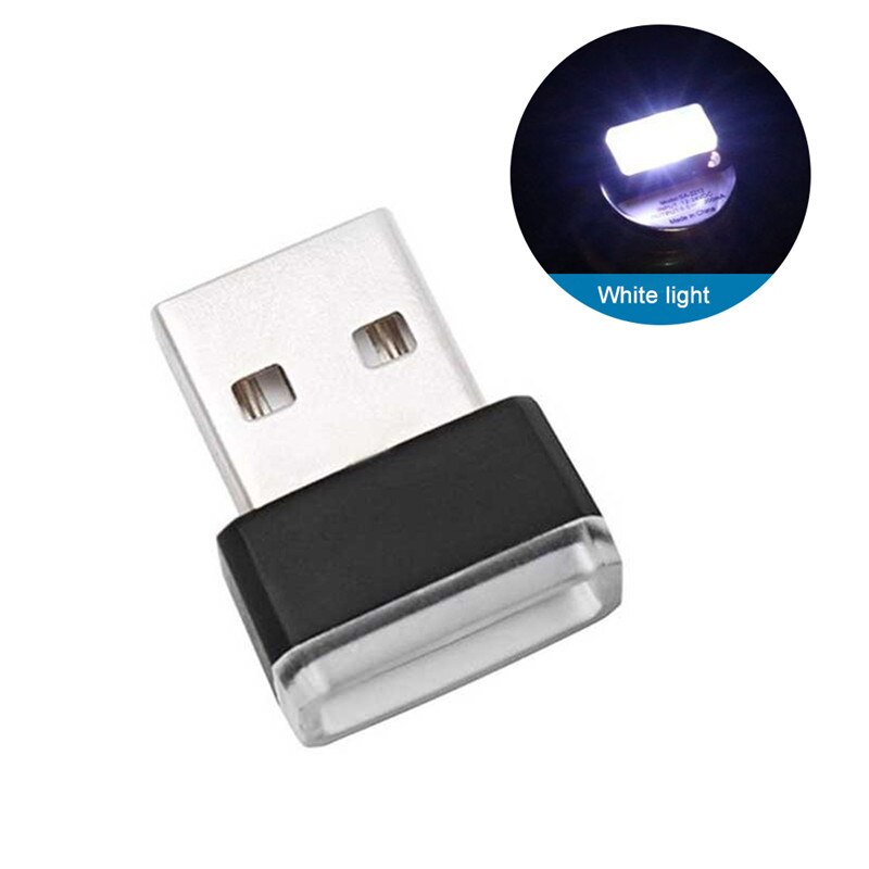 Neon USB Light LED Modeling Light Atmosphere Ambient Lamp Portable Car Interior Decorative Light 7 Colors Car Accessories: White