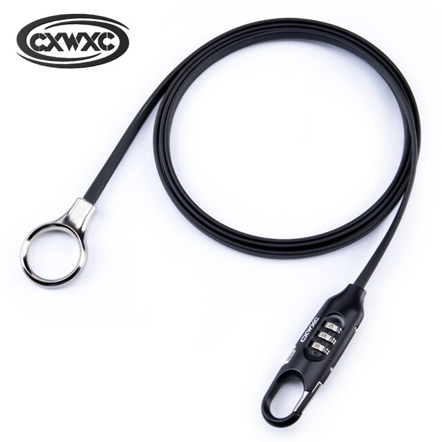 Fiets Steel Cable Lock Helm 1800Mm Verlengkabel Code Voor En Achter Wielen: Black