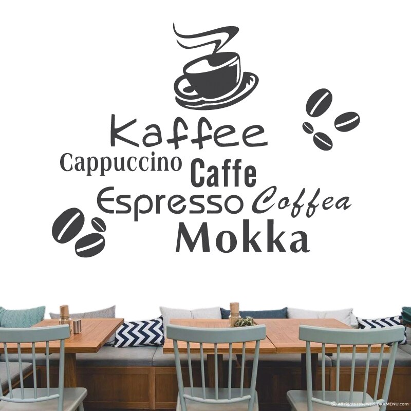 Coffee Shop Sticker Bean Milk tea Decal Cafe Cup Vinyl Art Wall Decals Decor Mural Decoration Break Coffee Glass Decals CA1006