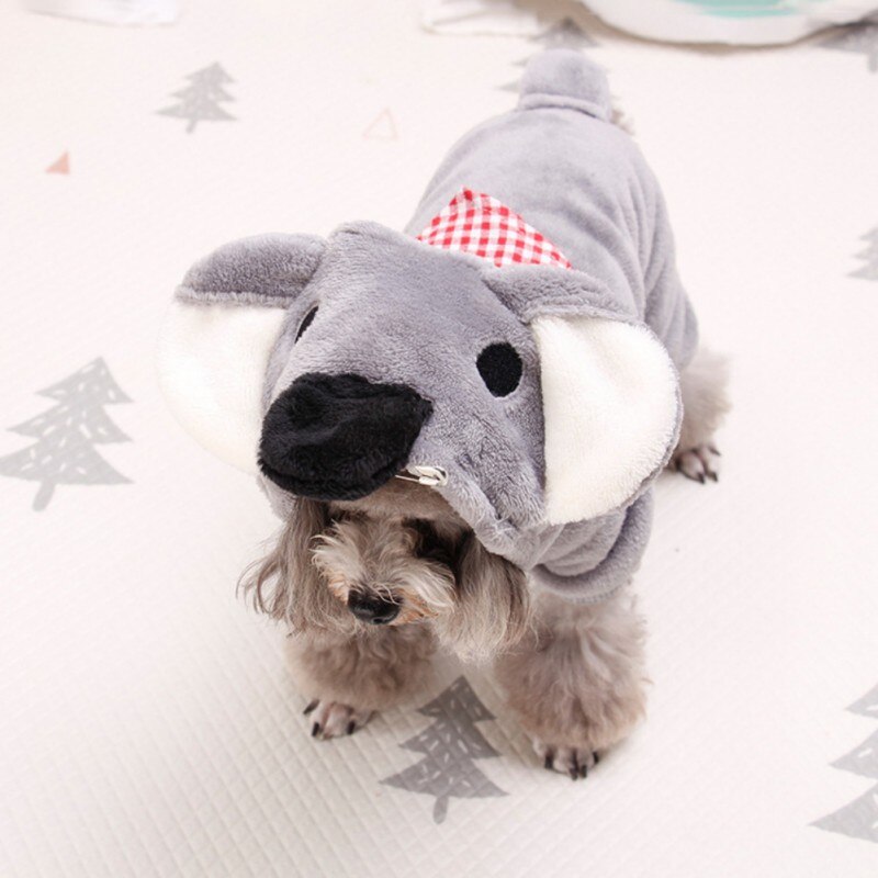 Pet Autumn Winter Flannel Four Legs Costume for Dogs Puppy Thickened Hoodie Coat Grey Koala
