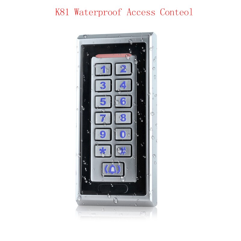 K81 ~ k88 ip 65 waterdichte metalen toegangscontrolesysteem rfid 125 khz kaart met 8000 gebruikerskaart voor beveiligingssysteem met deurslot: K81w