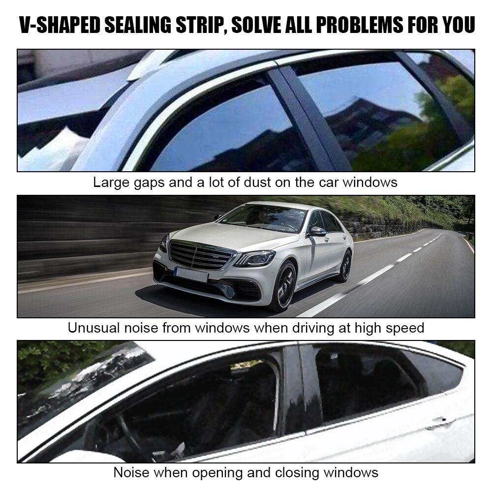 Auto Side Window Afdichtstrip Auto Rubber Side Window Filler Geluidsisolatie Tochtstrip Auto Raam Afdichting Strip V Vorm